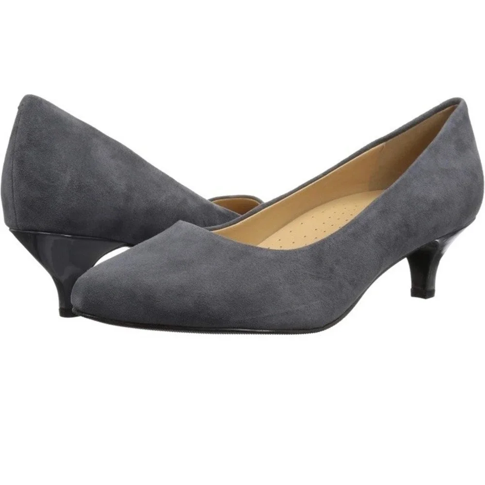 Trotters Women's Kiera Pump Heel Shoe Gray Suede ‎ 8 Narrow New